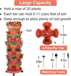Vertical Planter 7 Tier Stackable Planters Garden Planters Strawberry Herb Flower and Vegetable Planter Indoor Outdoor Gardening Pots with Removable Wheels and Tools 2-Pack