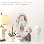 7 Chakras Tree of Life Dream Catcher Wall Decor with Rainbow Healing Crystal Stone Handmade Gray Feather DreamCatchers Wall Hanging Ornaments for Bedroom Home Decor Blessing Gift Wedding Party-23.6"