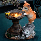 Cat Garden Figurines Outdoor Decor Solar Statue with LED Lights for Patio Lawn Yard Art Decoration Housewarming Garden Gift