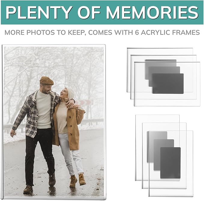 pbf 3-Pack 4x6 & 3-Pack 6x4 Magnetic Picture Frames for Refrigerator | Clear Magnetic Acrylic Frames | Magnetic Photo Holders for Fridge, Locker, Photo Board, Art Display, Sign Holder