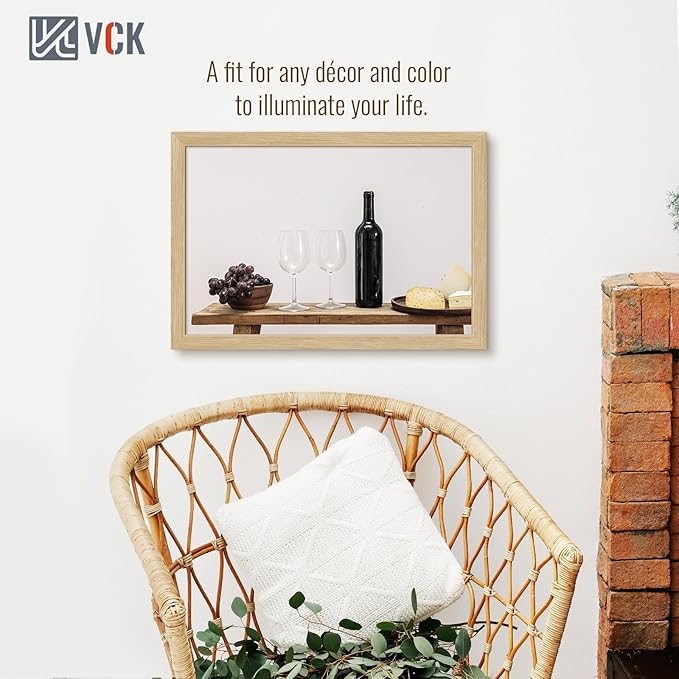 VCK 16x24 Oak Wood Frame for Poster & Picture, Natural Solid Wood Photo Frames 3 Pack, Wall Gallery Frame