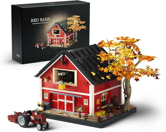 Nifeliz Red Barn Building Set for Adults, Vintage Countryside Style Model Toy for Display and Home Décor, Highly Detailed House Collectible Gift (3,507 PCS, NF10314)