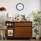 LEIKE Metal Wall Clock 10IN Black, Retro Silent Quartz Battery Operated, Decorative for Patio, Kitchen, Living Room, Bedroom, Pool