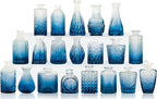 Blue Glass Bud Vase Set,20Pcs Small Glass Vase for Flowers, Blue Bud Set in Bulk,Mini Single Vintage Design for Centerpiece Rustic Wedding Decorations Home Table Flower Décor