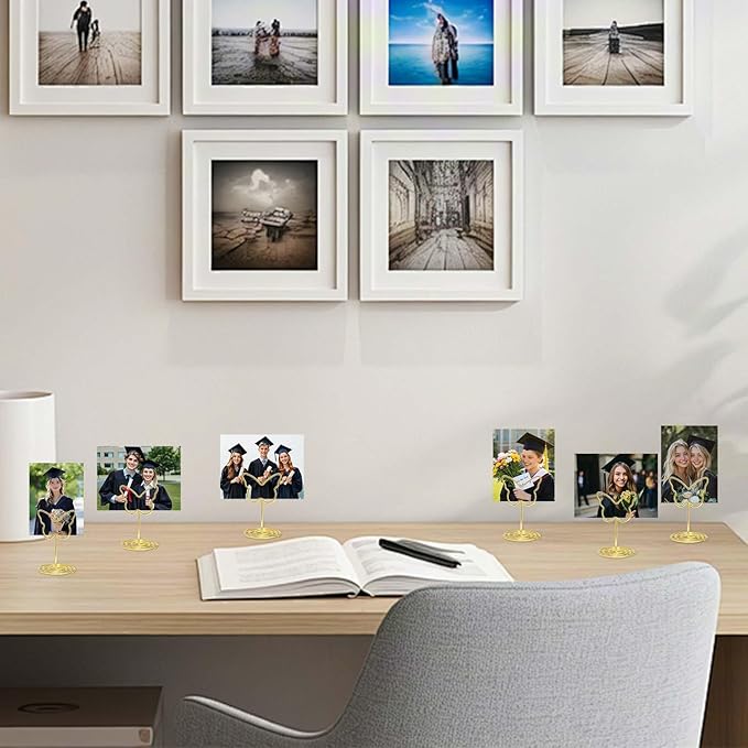 32pcs Gold Table Number Holders, Butterfly Picture Holders For Tables, Elegant Wire Place Card Holders & Table Card Holders For Wedding, Graduation, Party, Centerpiece Decor