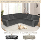 Arfntevss Sectional Recliner Couch Covers Velvet Corner Sectional Sofa Cover for Reclining Stretch Soft L Shape Recliner Slipcover Thick U Shaped Washable Protector (5 Seat Cover, Charcoal Gray)