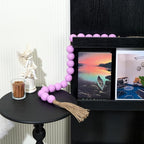 OMISHE Extra Large Wood Bead Garland Purple with 1.6" Diameter Wooden Beads and Tassels, 41" Long Rustic Farmhouse Country Decorative Beads for Home Tiered Tray Decor, Purple