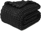 YnM Chunky Throw Blanket, Medium-Weight, Hand Knitted, Skin Friendly, Ventilated and Breathable, Machine Washable, Home Décor Piece for Couch, Sofa and Bed (Black, 50x70 Inch)