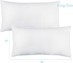 Down Alternative Bed Pillow Shams Insert for Sleeping, King Size 20 x 36 in Set of 2, Support Firm Luxury Dorm Pillows for Side Back Neck Pain Sleeper, 2 Pack