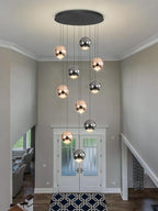 10-Light LED Staircase Chandelier Crystal Ceiling Lights Large Chandeliers for High Ceilings, Entryway Modern Lighting Fixture Villas and Stairs