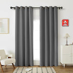 Fcosie Extra Wide Flame Resistant Insulation Window Drapes, 80% Light Blocking Room Darkening Curtains, Antique Bronze Grommet Privacy Drapery, Fire Safety Draperies - 2 PCS - Grey - 200" Wx84 L