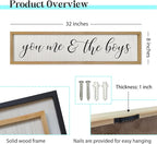ZZJJHYWGQ You Me & The Boys Sign 32"×8" Playroom Kids Wall Decor Modren Nursery Baby Boy Home Wood Framed Living Room Horizontal Wall Art (Wood)