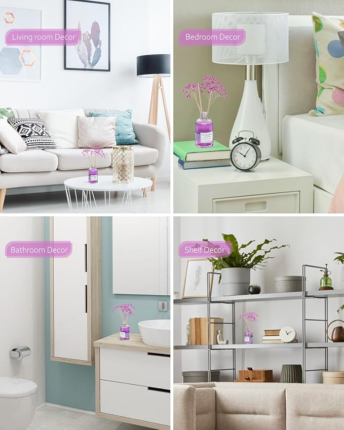 MIZZEO Reed Diffuser Set, French Lavender 6.76 fl oz Highly Scented Room Diffuser Home Fragrance Essential Oil Reed Flower Diffuser, House Bedroom Office Decor & Gifts