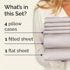 King Sheets Set 6 Piece - Includes 4 Pillowcases - Bed Sheets King Size - Soft Hotel Luxury Bedding - Cooling, Comfy, Cozy & Breathable - 1 Flat & 1 Fitted & 4 Pillowcases w/ Deep Pockets - Light Grey