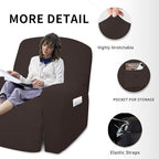 Easy-Going 4 Pieces Oversized Recliner Stretch Sofa Slipcover Sofa Cover Furniture Protector Couch Soft with Elastic Bottom Polyester Spandex Jacquard Fabric Small Checks Chocolate,X-Large
