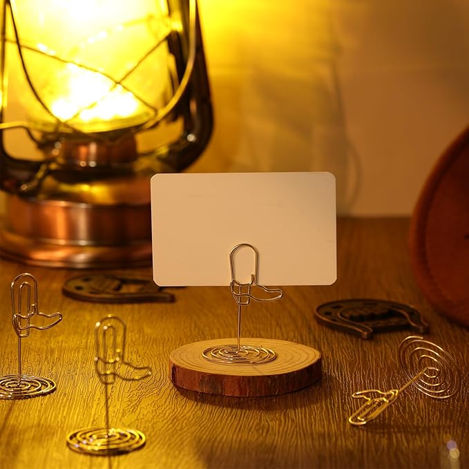 48 Pcs Gold Cowboy Boots Photo Holders Table Number Photo Clips Holder Cowboy Boots Decoration Name Place Card Stand for Centerpieces Wedding Reception, Party, Birthday