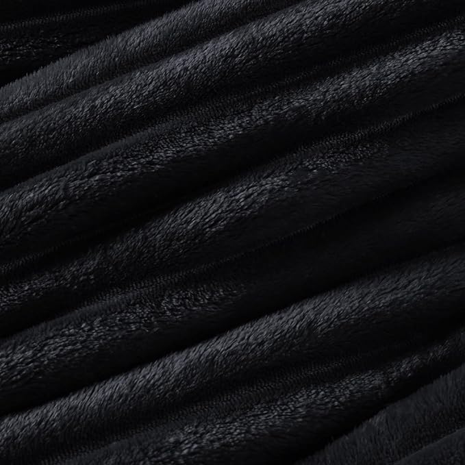 Bedsure Fluffy Duvet Cover Set - Ultra Soft Plush Shaggy Comforter Cover King Size, Warm Flannel Fleece Bed Sets for Winter, 3 Pieces (Striped Pattern, Black)