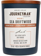 Journeyman Collection Candle, 15oz, Wooden Wick, Sea Driftwood, Large Painted Jar