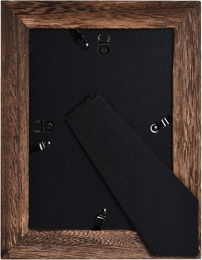 Yaetm 5x7 Picture Frame Distressed Wood, Rustic Solid Wood Photo Frame 5 x 7, Display for Tabletop and Wall, High Definition Glass, Carbonized Black (2 pack)