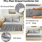CozyLux Full Size Comforter Sets Grey, 7 Pieces Bed in a Bag, Gray Comforter Full Size, All Season Bedding Sets with Stitch Quilted Comforter, Flat Sheet, Fitted Sheet, Pillowcases