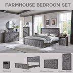 Farmhouse 7 Drawers Dresser for Bedroom, 57" Tall Large Dressers & Chests of Drawers w/Roman Column, Storage Dressers Organizer for Bedroom, Hallway, Living Room, Light Grey