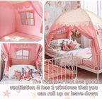 Sherilyn Twin Bed Canopy Tent, Canopy on Bed Privacy Space Sleeping Blackout Tents Bunk Bed Tent Twin Size (Pink)
