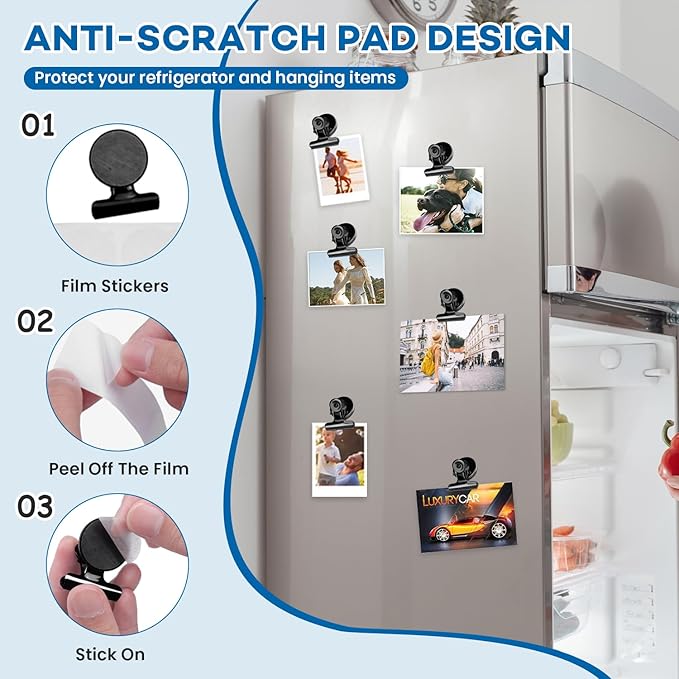 DIYMAG Hanging Photo Magnetic Clips, 20 Pack Fridge Magnets Heavy Duty Holder Party Graduation Collage Picture Display Diy Clip for Refrigerator Home Whiteboard Office Locker Classroom Balck