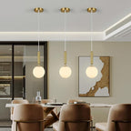 Modern Hanging Light Fixture Pendant Lighting for Kitchen Island Mid Century Gold Pendant Lights with Globe Milky White Glass Pendant Light for Bedroom Bathroom Entryway (3 Pack)