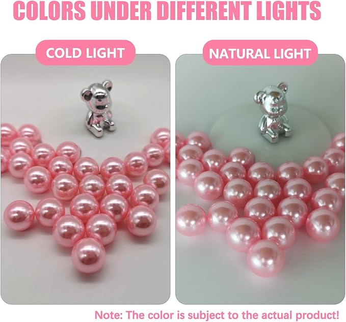 Pink Vase Filler | 150PCS Pearls Bead for Centerpieces Vases | 8/14/20 mm No Hole Beads, Fake Pearls for Wedding Birthday Mothers Day Theme Party Table Centerpieces Decor