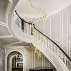 LMQNINE 36 Light Modern Crystal Chandelier Dimmable LED High Ceiling Chandelier Crystal Bubble Gold Pendant Lights Living Room Lobby 180W Staircase Chandeliers