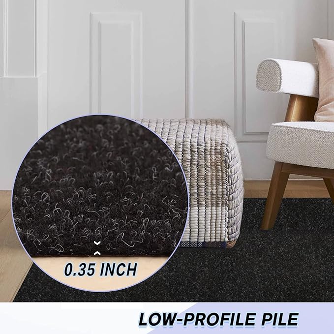 Custom Size Backed Non-Slip Area Rugs Runner, Easy Clean, Waterproof Runner Rugs for Hallway Entryway, Kitchen, Laundry, 3FT x 78FT, Black