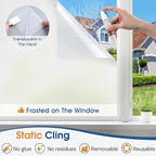 Homein Frosted Glass Window Privacy Film with Tools UV Blocking Privacy Film for Glass Windows, Static Cling No Glue Removable Reusable Anti Glare for Home Day and Night, Pure 17.5x78.7 inch