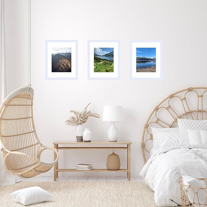 10x14 Picture Frame Set of 12 for 30 x 40 cm Diamond Art Painting, Display 8.5x11 with Mat or 10x14 without Mat, Wood 10 by 14 Wall Gallery Poster Photo Frames Bulk with 8.5x11 Mat,12 Pack, White