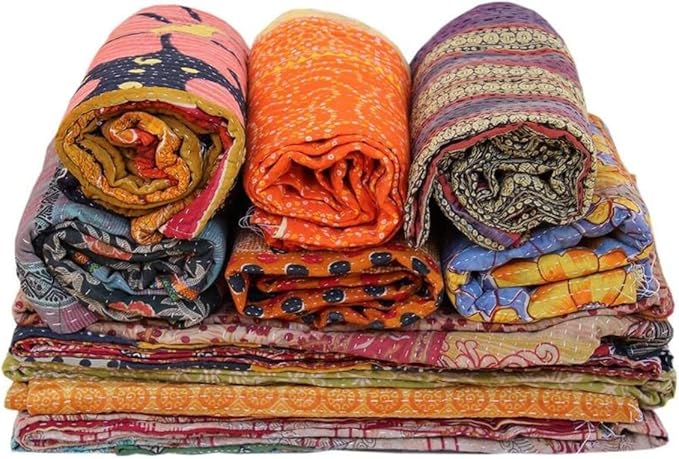 Vintage Kantha Quilts Handmade Old Saree Made gudari Boho Bedding Throw Blanket Bedspread Rally