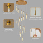 LMQNINE 36 Light Modern Crystal Chandelier Dimmable LED High Ceiling Chandelier Crystal Bubble Gold Pendant Lights Living Room Lobby 180W Staircase Chandeliers