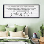Goodness of God Framed Wall Art, 40''×15'' Positive Religious Black Bible Verse for Christian God Jesus Christ Prayer, Vintage Rustic Long Holy Catholic Scripture Decor