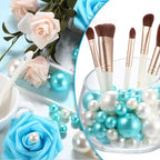 200 PCS Teal Vase Fillers, Pearls Bead for Centerpieces Vases, 10/14/20 MM No Hole Beads, Fake Pearls for Wedding Birthday Anniversary Theme Party Table Centerpieces Decor