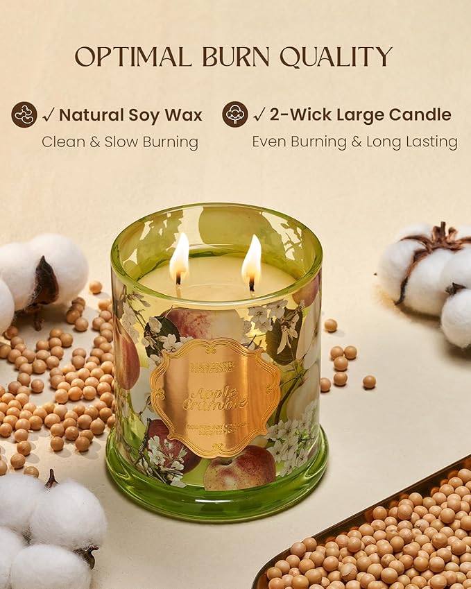 M&SENSE Apple Crumble Candles for Home Scented, Organic Soy Candles Non Toxic Soot-Free, 12.7oz Large Jar Candle 75 Hours Long Lasting Slow Burning, Strong Scented Housewarming Candle Gift