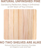 Homeforia 42 inch Wood Floating Shelf, High End Solid Natural Wood 42inch Large Floating Shelves for Wall Mounted, Unfinished Wooden Floating Shelves, Heavy Duty Bracket, 42 X 6.5 X 1.75 in, Set of 3