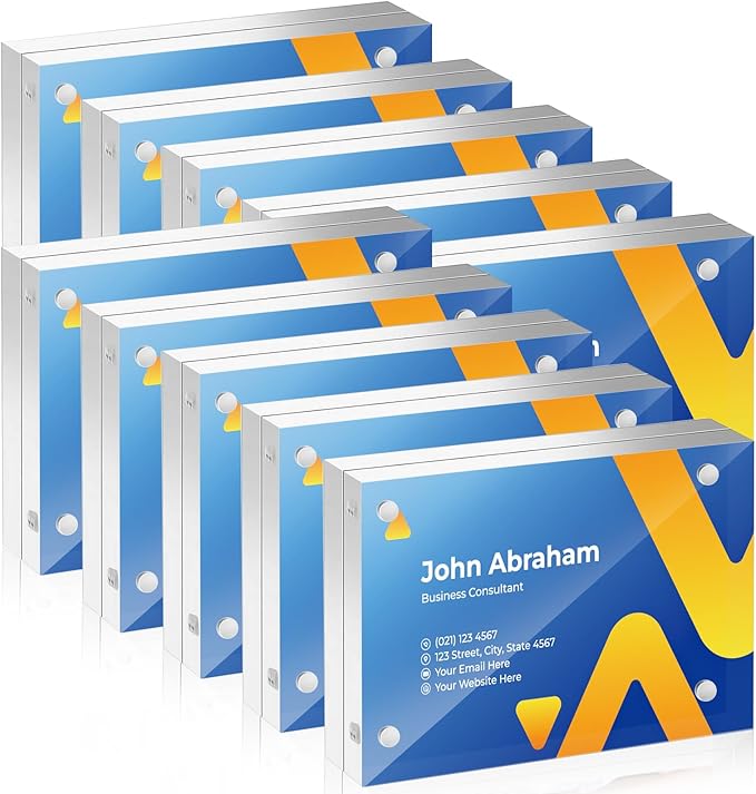 10 Pack Mini Acrylic Picture Frames 2.5 x 3.5 Inch Clear Acrylic Business Card Frame Double Sided Magnetic Photo Block Frames Wallet Size Desktop Display Stand for Office Home