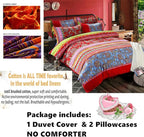 ABREEZE 3Pcs Bohemia Retro Bedding Ethnic Vintage Floral Duvet Cover Boho Bedding 100% Brushed Cotton Bedding Sets Damask Paisley Coloful Mandala Down Comforter Cover,Twin