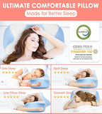 Cervical Pillow for Neck Pain Relief, Memory Foam Pillow for Sleepin, Ergonomic Contour Pillows, Orthopedic Pillow with Washable Pillowcase, for Side Back Stomach Sleepers