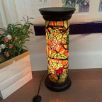 Bieye L10769 Grape Vine Tiffany Style Stained Glass Pedestal Floor Lamp for Decorating, 26 inches Tall