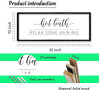 ZZJJHYWGQ Hot Bath Relax Soak Unwind Sign Bathroom Wall Decor 32"×12" Farmhouse Rustic Funny Bathroom Vintage Restroom Guest Large Wooden Framed Washroom Hanging Art (Black)