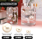 200 PCS White Vase Fillers, Pearls Bead for Centerpieces Vases, 10/14/20 MM No Hole Beads, Fake Pearls for Wedding Birthday Anniversary Theme Party Table Centerpieces Decor