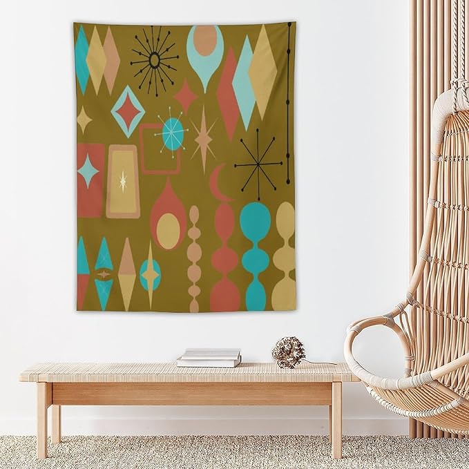 ICMOLYYENLO Boho Medieval Cat Tapestry, Abstract Atomic Starburst Geometric Aesthetic Art Wall Hanging For Bedroom Living Room Dormitory 30x40 Inches