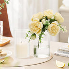 Glass Cylinder Vases Set of 6 Clear Ribbed Glass Vases for Flowers,6 inch Tall Modern Floating Candle Vase Decor, Decorative Hurricane Candle Holders for Home Wedding Table Centerpieces Decor