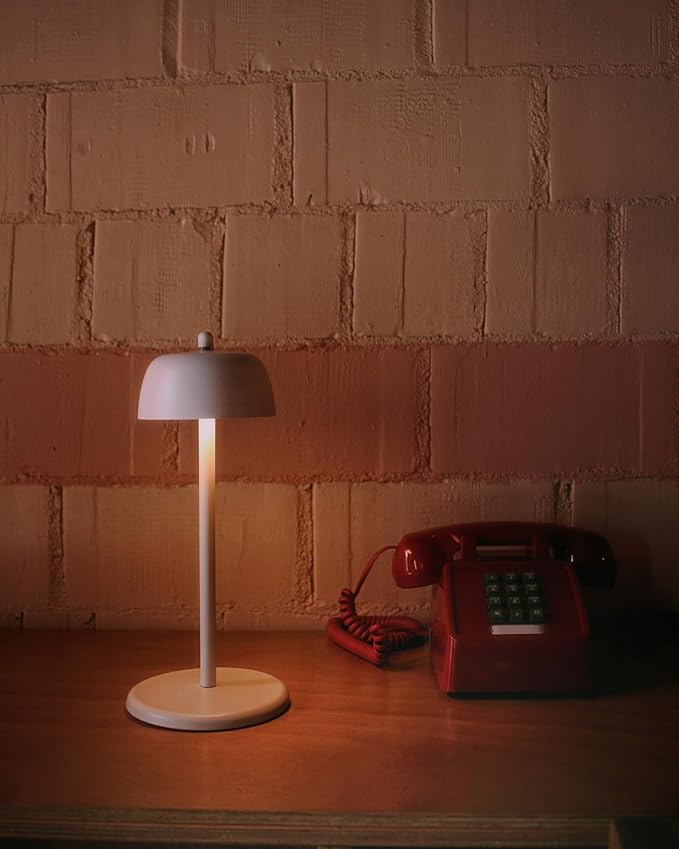 Flicker Cordless LED Table Lamp with 3-Level Brightness, Rechargeable Battery, Perfect for Patio, Bedside, Restaurants, and Ambient Lighting - Modern Design (White)