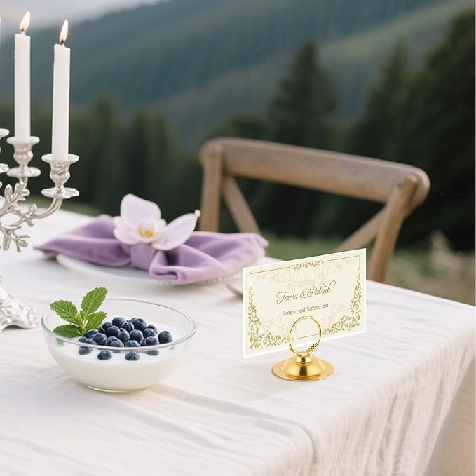 Urban Deco 16 PK Table Card Holder Place Card Holders Steel Card Holders for Photos, Food Signs, Memo Notes, Weddings, Restaurants, Birthday（Gold）