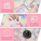 Rainbow Fluffy Round Area Rugs for Bedroom,5'X5'Shag Circle Area Rugs for Girls Room,Non Slip Fuzzy Plush Rug for Kids Room Living Room and Dorm Home Decor Rug